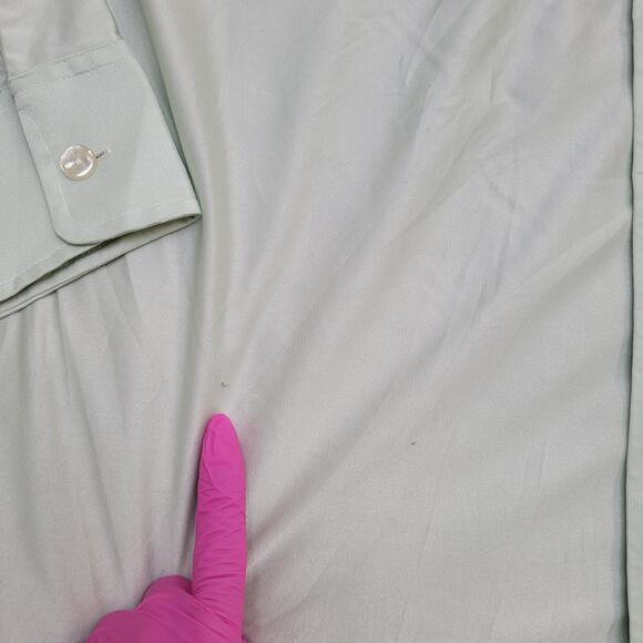 Vintage 90s Arrow Kent MOD Button Shirt XL 23x31 Mint Green - Picture 5 of 14